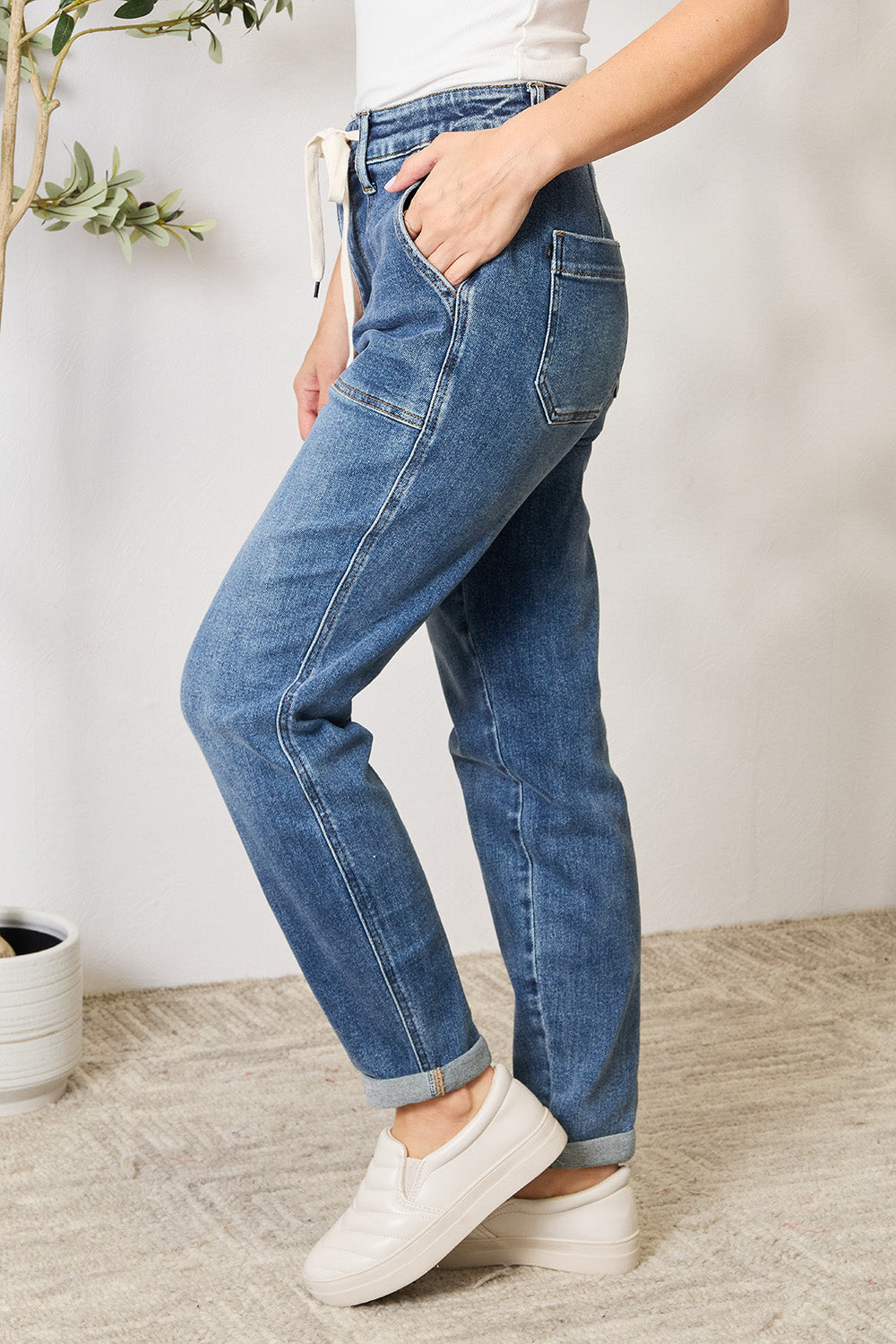 Judy Blue Full Size High Waist Drawstring Denim Jeans (Copy)