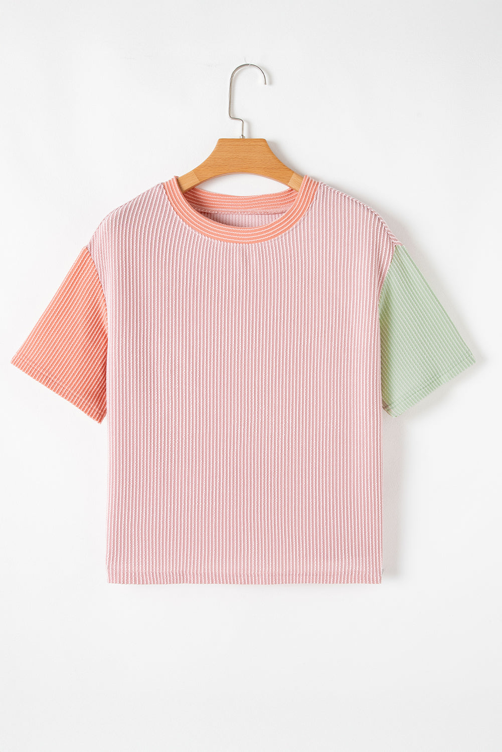 Multicolour Corded Colorblock Crewneck Tee