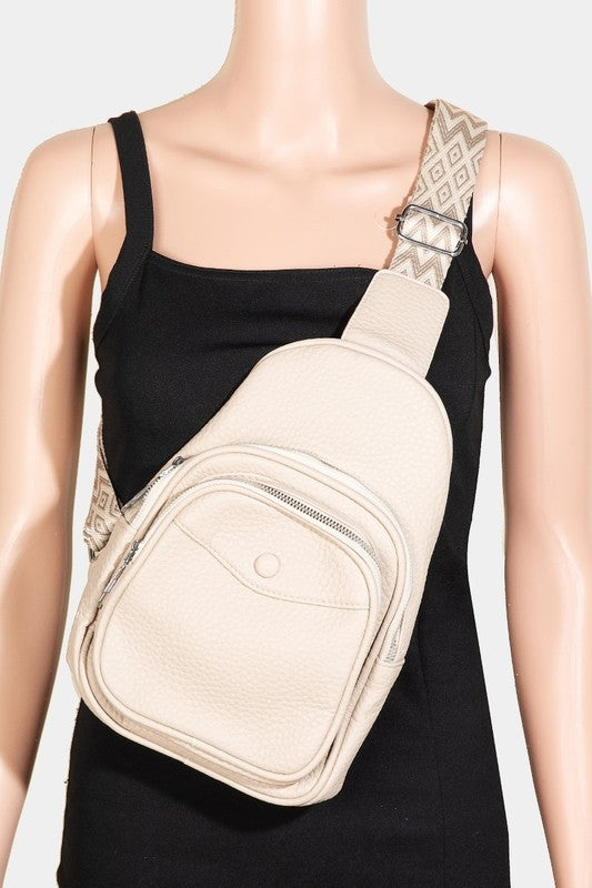 Fame Textured PU Leather Sling Bag