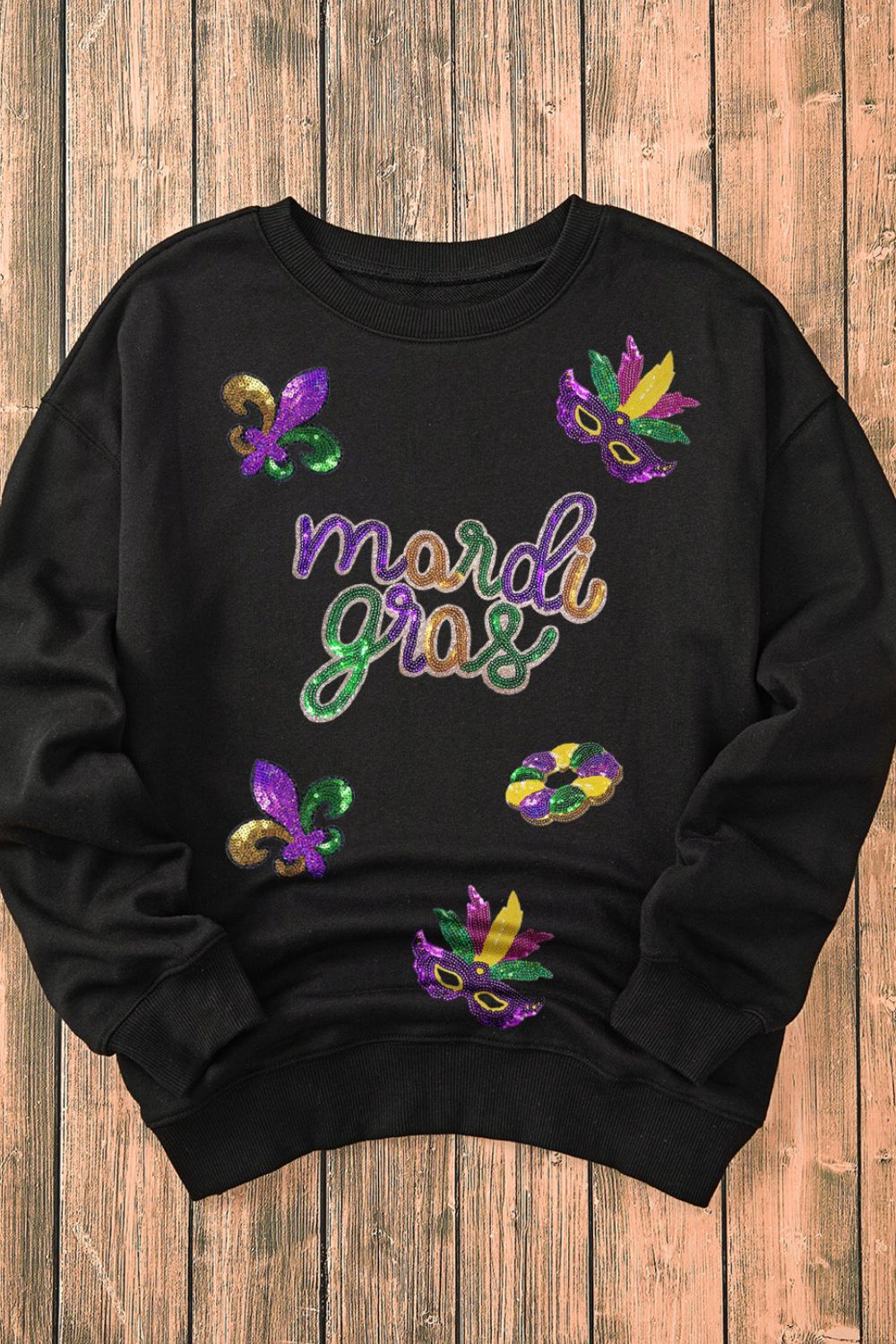 MARDI GRAS Sequin Round Neck Sweatshirt (Copy)