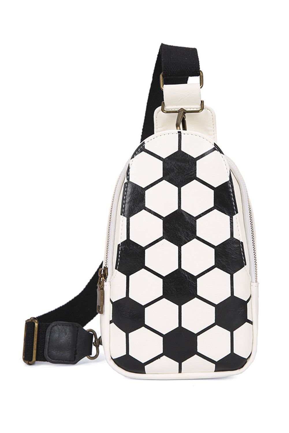 Racing Red Balls Pattern PU Leather Zipped Sling Bag